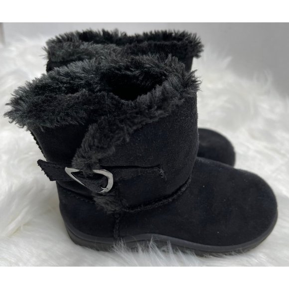 Garanimals Black Suede boots with Fur!! Little girls size 5! Cute!! - Picture 3 of 8